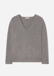 V-Neck Sweater in Cashmere - Grey - CO Collections